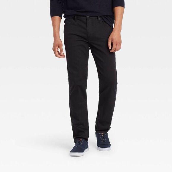 Goodfellow & Co -  Men's Mid Rise Casual Fit Straight Black Denim - Picture 1 of 3